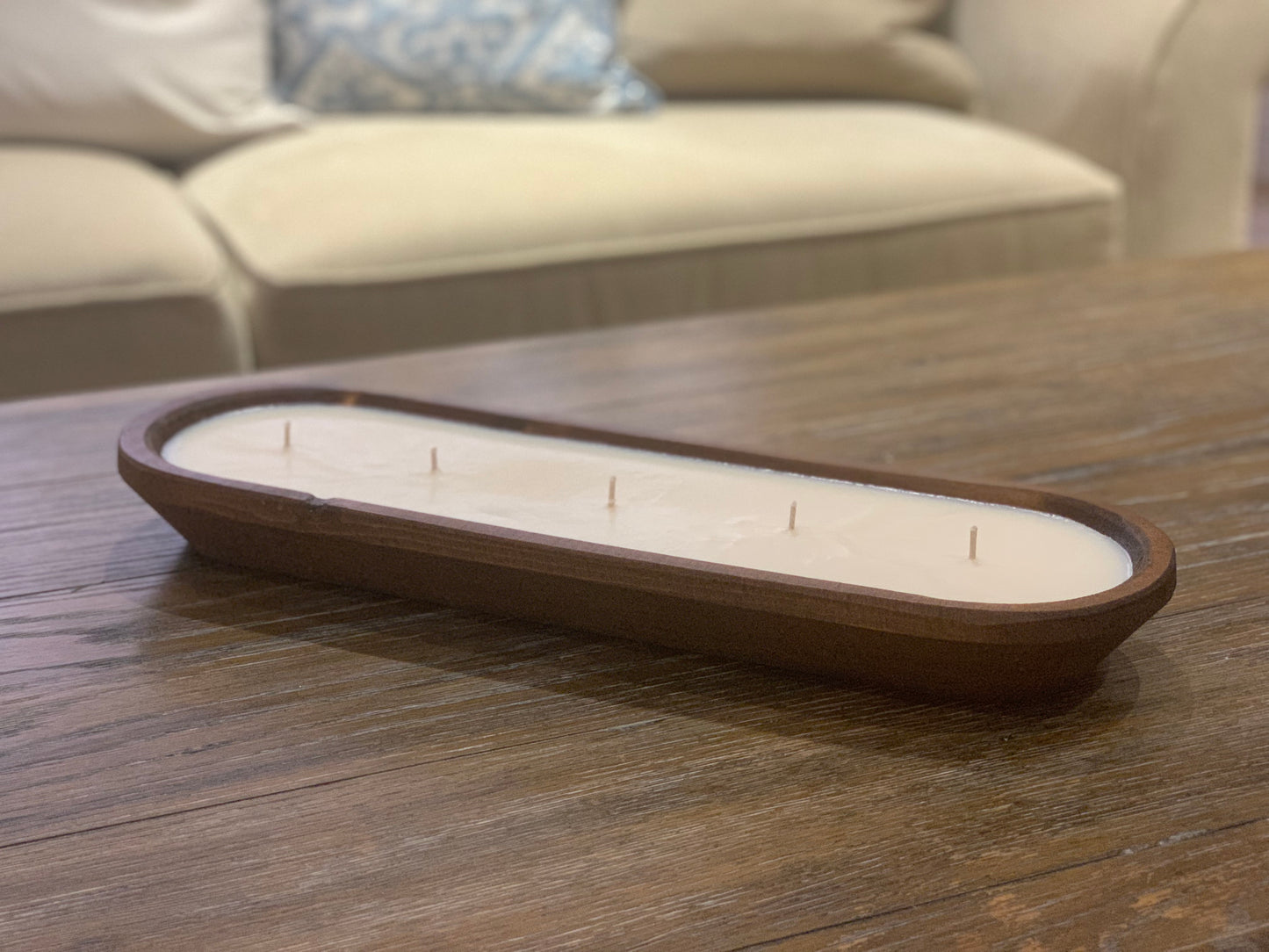 18" 5-Wick Wooden Soy Wax Candle Yacht